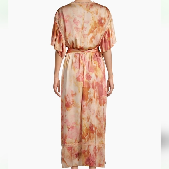 Free People Moonbeams Lace-Trimmed Tie-Waist Maxi Robe XS - Picture 2 of 7
